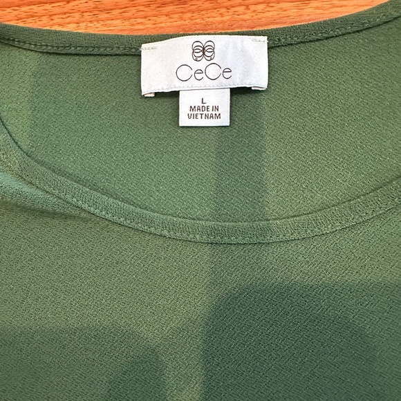 Elegant Green  3/4 Sleeve Women's Top with Ruffle Hem - Picture 4 of 9